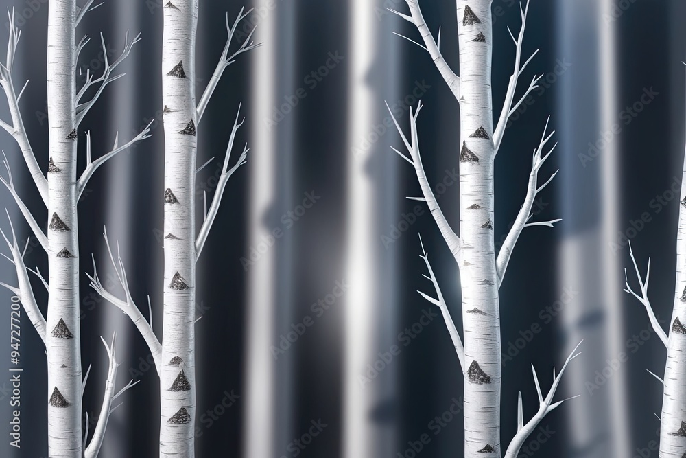 Poster modern birch branch shadow design with blur effect in high definition 3d format