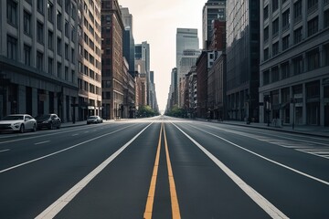 Fototapeta premium Captivating Illustration of a Vacant Street in a Cityscape Urban Setting