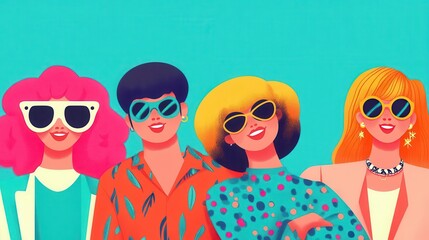 Fototapeta premium A cartoon poster for a groovy music festival, with bright colors and funky fonts, groovy, cartoon, music festival