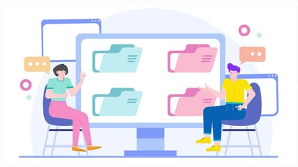 teamwork with management document illustration business animated video - Powered by Adobe