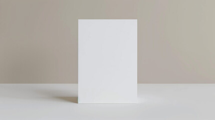 Minimalist Blank Square on Neutral Background. Blank table tent mockup 3d illustration. A minimalist composition featuring a blank white square against a soft neutral backdrop
