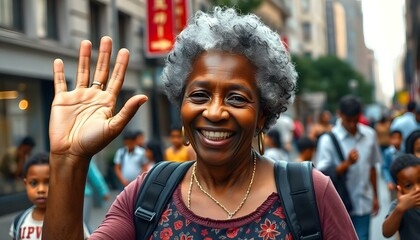 Dynamic Street Portrait of a Woman Smiling in the City