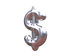 3d metallic balloon dollar sign