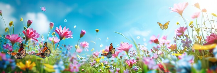 Freshly blooming meadow meadow flowers sunshine good mood