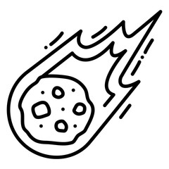 Falling Asteroid Line Icon