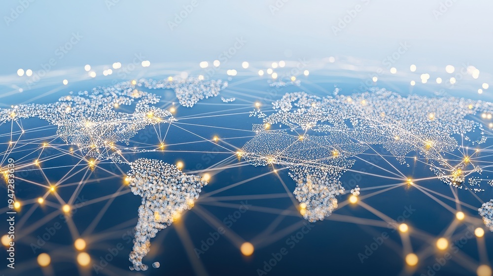 Poster global network connection world map digital technology abstract background business concept data com