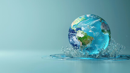 World Water Day concept with a glass globe contain water splash