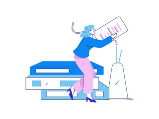 Flat vector illustration of business people operating work scene
