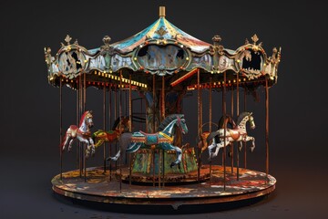 creepy and decayed carousel on the background