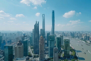 Obraz premium Aerial View of Skyscrapers in an Urban Cityscape