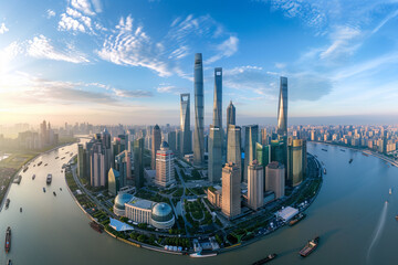 Aerial View of Skyscrapers in an Urban Cityscape