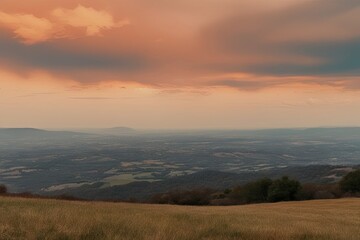 Stunning Open Landscape with Vibrant Apricot Light Exposure Effect