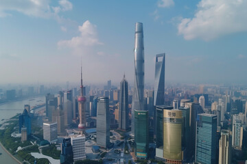 Aerial View of Skyscrapers in an Urban Cityscape