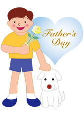 父の日の薔薇を持つ男の子
