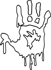 Obraz premium Dripping Black Handprint Outline Vector Illustration for Halloween and Horror Concepts