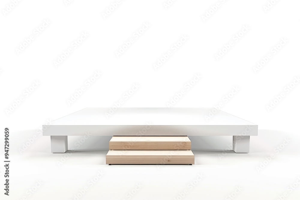 Poster simple table with wooden bench underneath