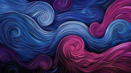 Obraz premium A swirling abstract pattern in shades of blue, purple, pink and white.
