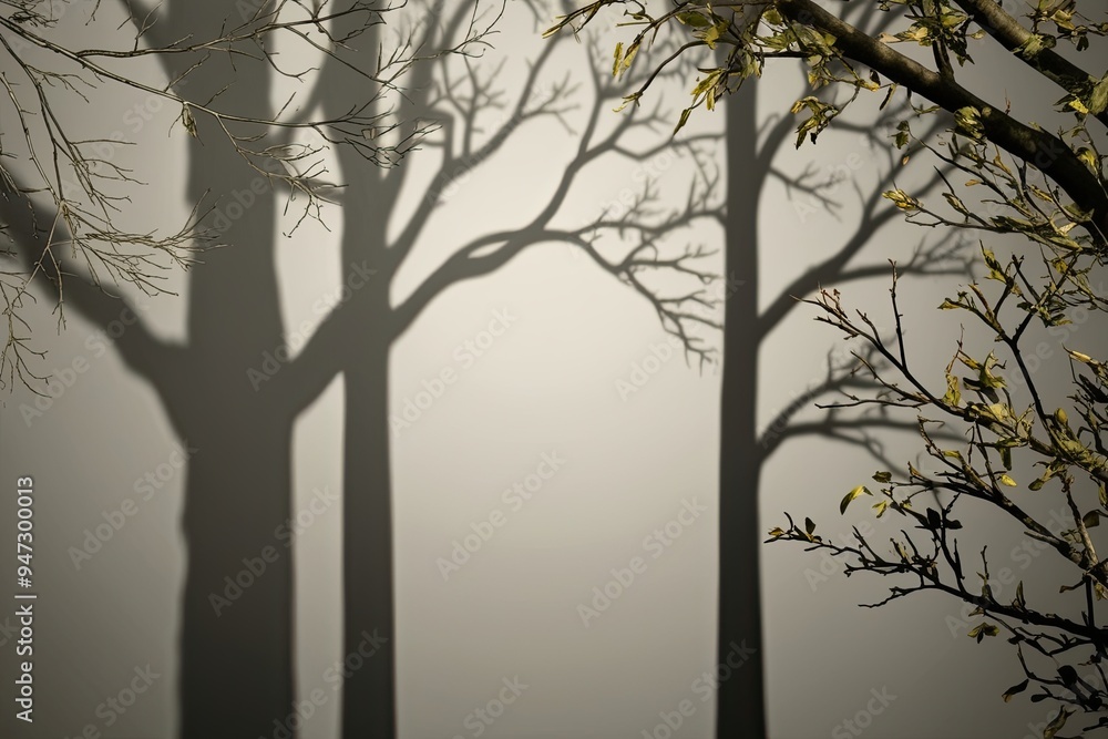 Poster realistic tree branch and leaf shadow overlay on transparent backgrounds