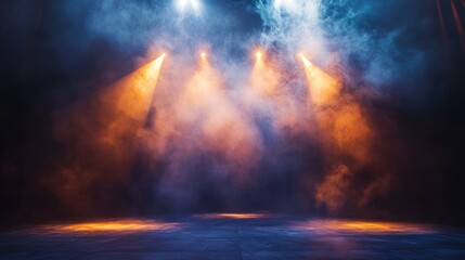 Fototapeta premium Stage with Spotlights and Smoke