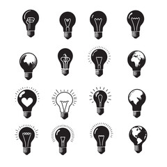 light bulb set on white background. light bulb silhouettes 