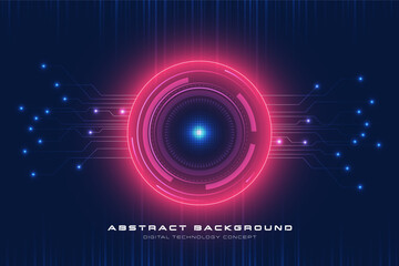 Digital Technology Concept. Abstract background a Red light. Digital circles. Cyber information, Digital world, Network connection, Internet, Tech data, Future innovation Vector