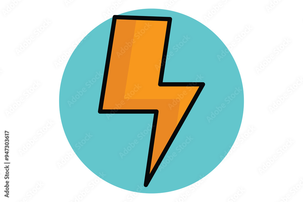Poster lightning bolt colored outline icon. icon related to efficiency. productivity elements vector illust