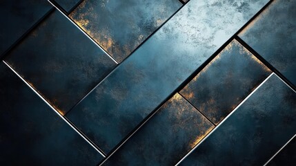 Abstract and futuristic design with geometric shapes in dark and light colors.