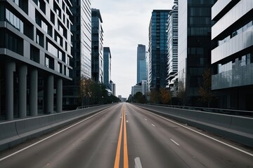Stunning Image of an Unexplored Urban Roadway Amidst Modern Architecture