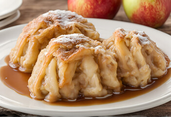 Delicious Apple Dumplings On a Plate Generative AI