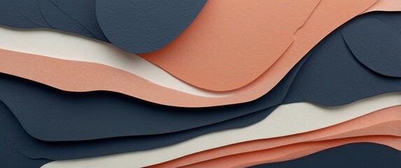 Obraz premium Abstract Pattern of Curving Blue, White, and Peach Paper