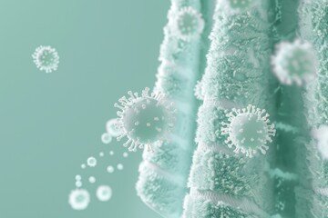 A virus spreading to a towel hanging in the bathroom