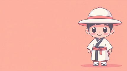 Cute Cartoon Boy in Traditional Korean Hanbok