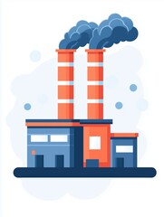 Naklejka premium Clean Industrial Factory Icon with Advanced Technology, Smoke-Free Chimneys, and Modern Machinery | High-Quality Vector Design for Sustainable Industry and Manufacturing Concepts