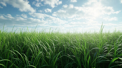 Obraz premium fresh green grass field and sky landscape