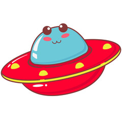 Cute UFO Space Elements Illustration