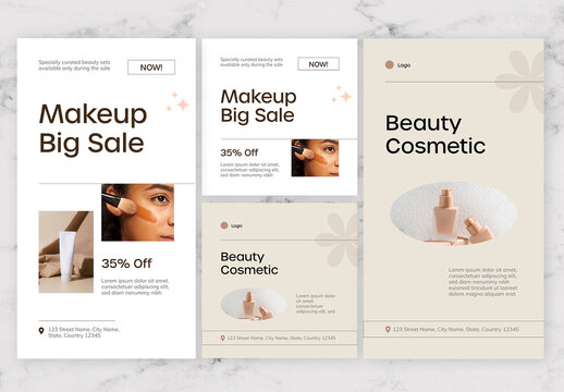 Beige and White Cosmetic Social Media Post Story 