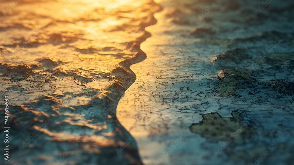 Poster a conceptual image of a map with a clear path leading to a destination representing the journey to s