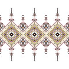 Abstract square diamond-shaped cross stitch pixel art geometric seamless pattern. Designed for decoration, textile, fabric prints, and other digital printings