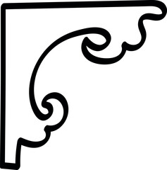Elegant Decorative Corner Swirl in Classic Line Art Style Vector Illustration