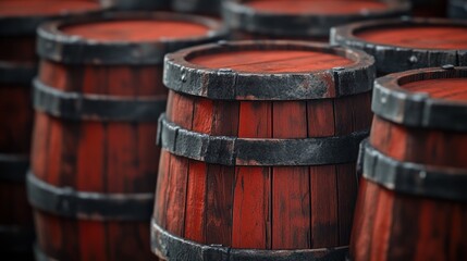 Wooden Barrels Closeup