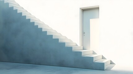 Fototapeta premium A conceptual image of a staircase or ladder leading upwards towards an open doorway symbolizing the path to achieving goals personal growth and new opportunities