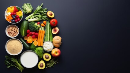 Fresh vegetables, fruits, protein, grains and nutrient-rich dairy products