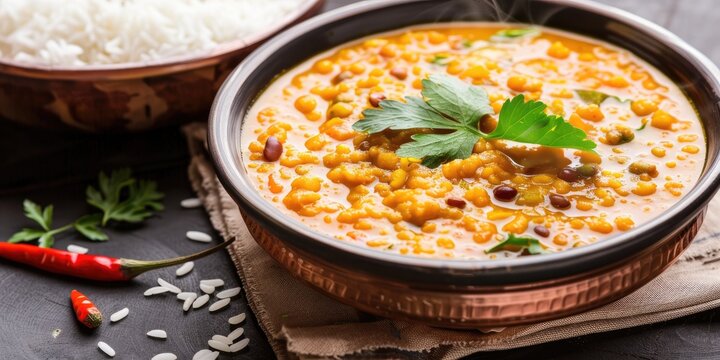 Dish of Arhar Lentils Accompanied by Rice