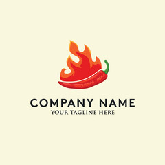 Hot Chili logo with fire vector