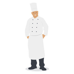 Kitchen Staff Character with Smile Expression Design. Flat Vector Illustration