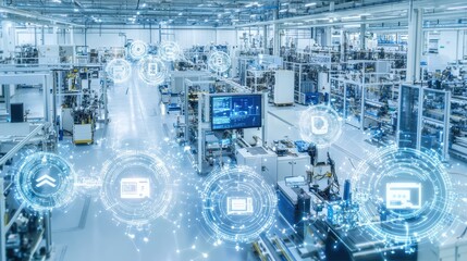 Fototapeta premium Smart Factory Automation Industry Digital Transformation