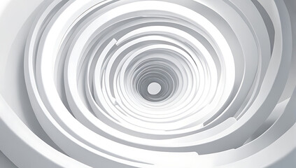 Fototapeta premium A 3D sculpture of an abstract, spiraling vortex, rendered in smooth white material against a plain white background, representing the flow of energy and infinite movement in a futuristic, minimalist 