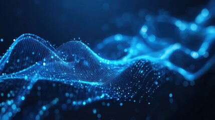 Abstract Blue Digital Wave Background
