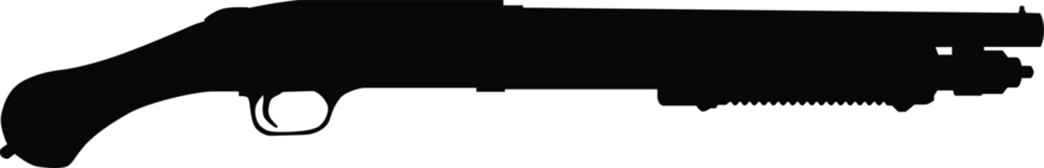 Shotgun silhouette illustration. Army weapon for war in black color.