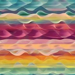 Seamless pattern of wave-like lines with gradual color changes